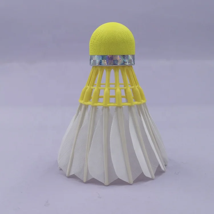 Yellow Color 3in1 Natural Goose Feather Badminton Shuttlecock Retail / Wholesale Training Hybrid Badminton Shuttlecock
