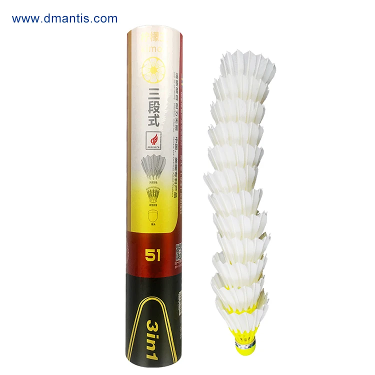 Goose Feather Shuttles  Pack of 12 Patent 3in1 Feather Shuttlecocks Badminton Shuttlecock with Durability and Good Balance
