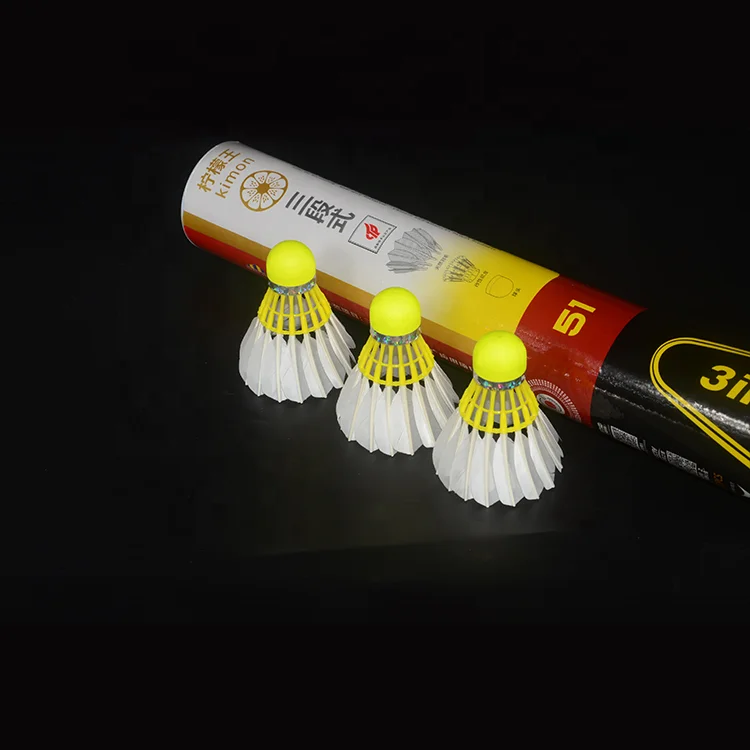 BWF Approved 3-in-1 Hybrid Badminton Shuttlecock D51 Yellow Goose Feather Ball for Training