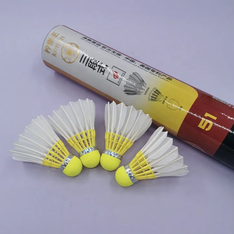 Yellow Natural Cork & Goose Feather 3in1 Training Shuttlecock Durable Hybrid Badminton Feather Ball Class Goose Badminton