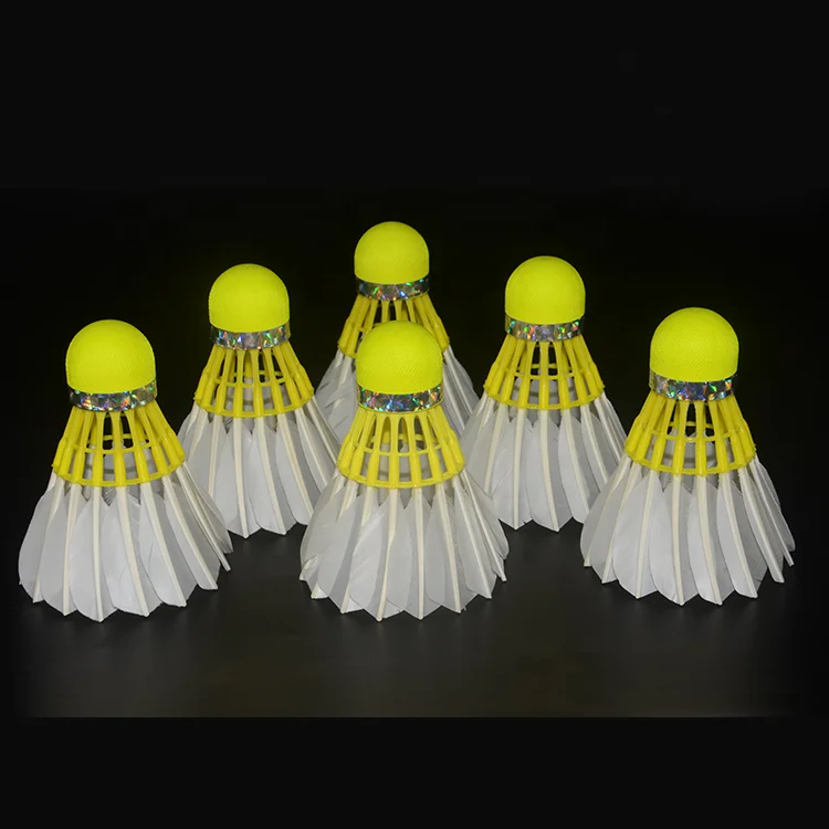 Stable and Durable Dmantis Shuttlecock 3 in 1 Fluorescent Yellow Shuttlecock Goose Feather for Shuttlecock