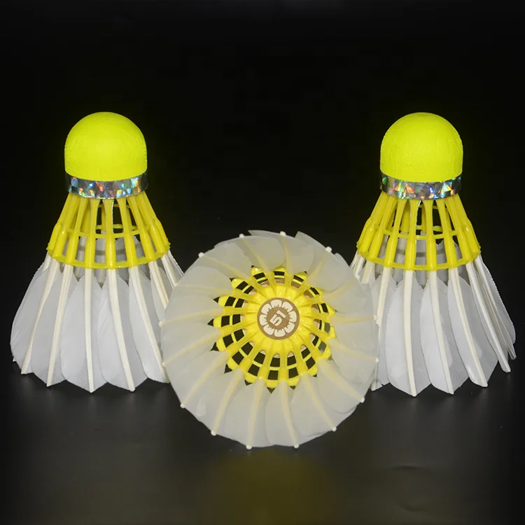 High Quality 3in1 Hybrid Yellow Professional Badminton Goose Feather Shuttlecocks for Training Badmenton Suttlecock